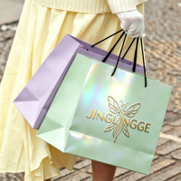 Boutique de cadeaux de luxe, impression personnalisée de logos, ruban avec poignée, emballage de bijoux blanc, petits sacs en papier pour vêtements