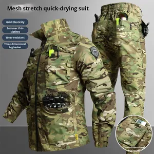 Completo da Lavoro Estivo in Poliestere Traspirante ad Asciugatura Rapida, Resistente agli Strappi e all'Abrasione, Mimetico per <span class=keywords><strong>Uomo</strong></span>, per Esterni, Fabbriche e Officine - Product Image 2