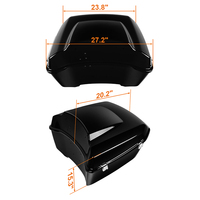 Sac de coffre arrière Grand Tour Pack noir brillant avec fermoirs chromés compatible avec Harley Touring CVO Road Glide Street Glide 2014-2026