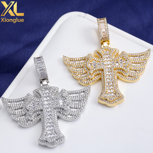 Hip Hop Jewelry Pass Diamond <b>Tester</b> 925 Sterling Silver VVS Moissanite Diamond Wing Design Cross Pendant for Men - Product Image 6