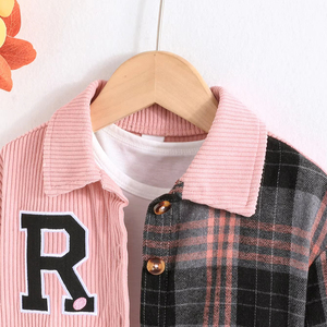 Children's Clothing Girls' Fashion <b>Checkered</b> Shirts Girls' Casual Shirts for Ages 4 to 7 Factory Wholesale - Product Image 3