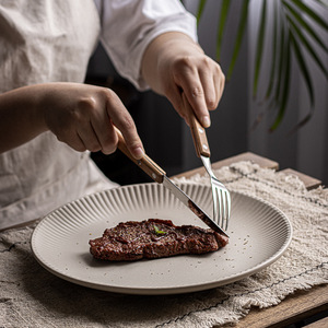 Plato de Cena Europeo Flotante con Rayas <span class=keywords><strong>Verticales</strong></span> Grandes, para Verduras, Pasta, Carne, para el Hogar y Restaurantes - Product Image 2