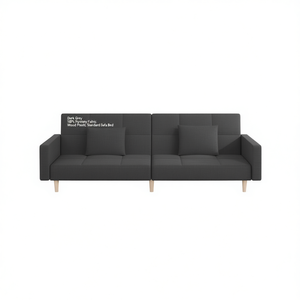 Dark Grey <b>Sofa</b> Bed 100 Polyester Fabric <b>Wood</b> <b>Frame</b> Convertible Living Room Furniture - Product Image 1