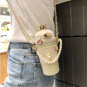 Tumbler da donna di alta qualità in acciaio inossidabile portatile carina ragazza paglia semplice Design squisito piccolo vento profumato imbracatura acqua - Product Image 4