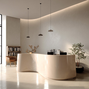 Mostrador de Recepción Ovalado Moderno, Superficie Sólida, Diseño Minimalista Brillante para Uso Comercial en Oficinas - Product Image 1