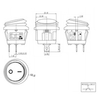 Interrupteur industriel 8A 250V, bouton rond flexible, interrupteur à bascule 2 broches avec commande marche/arrêt 2 modes