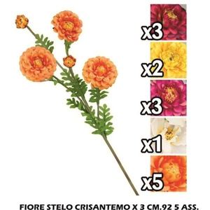 92 5 Steli di Crisantemo Artificiale Assortiti, Dimensione X3 Cm - Product Image 1