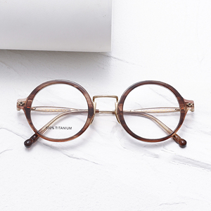 Lunettes de vue rondes à monture intégrale, monture marron unie, pour femmes, anti-UV, légères, correction de la vue - Product Image 6