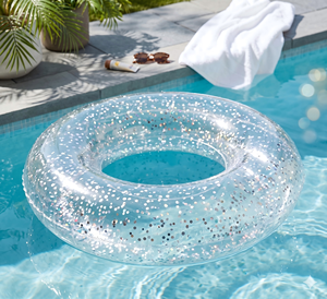 Flotador Inflable Transparente con Brillantina, Anillo de Natación Redondo para Piscina, para Fiestas en la Playa, Unisex, Tubo de Natación de PVC - Product Image 1