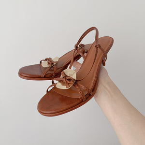 Sandali con tacco da donna con spalline in metallo sulla parte anteriore con tacco a spillo a punta <span class=keywords><strong>aperta</strong></span> alla caviglia scarpe estive - Product Image 1