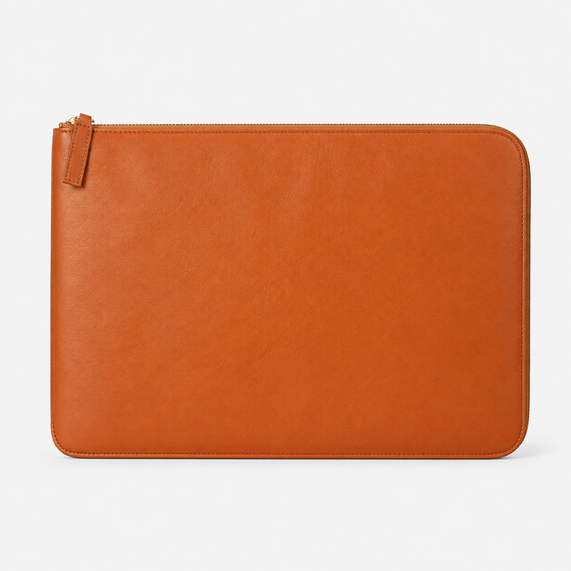 Custom Genuine Leather Laptop Sleeve Zipper Protective Laptop Bag Slim Business Notebook Sleeve for Men and Women