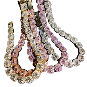 Kalung Berlian Kotak Hip Hop, Rantai Cuban Link Iced Out untuk Pria dan Wanita - Product Image 1