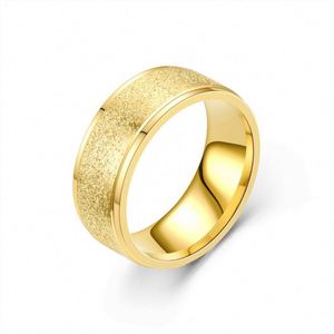 5 Colors 6mm Fashion Jewelry Wholesale <b>Cheap</b> Stainless Steel 18K Gold Plated Frosted <b>Rings</b> for Engagement <b>Wedding</b> Anniversary - Product Image 4