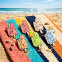 Frucht-Eis am Stiel Metall-Emaille-Pin-Set Kawaii Niedliche Eis-Pop-Brosche Apfel Kirsche Pfirsich Orange Birne Blaubeere Schmuck Geschenk Anstecknadel