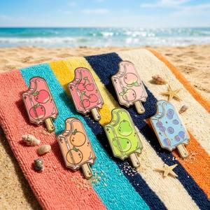 Set de Broches de Metal Esmaltado de Frutas Kawaii: Pin de Hielo en Forma de Manzana, Cereza, Melocotón, Naranja, <span class=keywords><strong>Pera</strong></span> y Arándano – Joyería y Regalo - Product Image 2