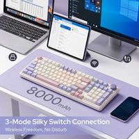 Clavier de jeu sans fil OEM ODM 100 touches avec bouton rotatif et batterie 8000 mAh