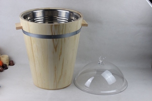 Secchio per Alimenti <span class=keywords><strong>in</strong></span> <span class=keywords><strong>Legno</strong></span> Ecologico Personalizzato con Verniciatura Lucida e Coperchio <span class=keywords><strong>in</strong></span> Vetro per Uso <span class=keywords><strong>in</strong></span> Supermercato - Barili e Contenitori - Product Image 5
