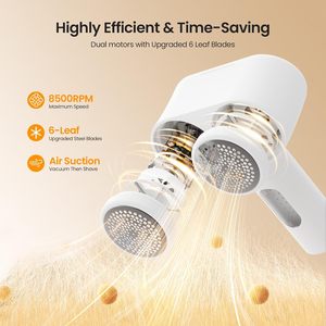Cordless 2-in-1 Electric Lint <b>Remover</b> Fabric Shaver for Clothes with Dual <b>Heads</b> and USB Charging - Product Image 6