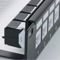 Hitam Standar Rak Kabinet Mount CAT6A CAT6 CAT5E Ethernet Kosong Keystone Jaringan 19 Inci 1U 24 Port Patch Panel