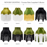 Pantalla de Lámpara Vintage Moderna de Terciopelo Verde Oliva Hecha a Mano, Ecológica, con Borlas Negras y Decoración Festoneada, para Lámpara de Mesa para el Hogar