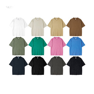 T-shirt Jicai en coton de qualité supérieure, délavé à l'acide, 285G, coupe oversize, style rétro, effet délavé minéral, t-shirt vintage ample et lourd - Product Image 2