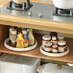 Yimijia Kitchen Condiment Rack Round Rotating Turntable Storage Box For Oil Salt Soy Sauce Vinegar Countertop Organizer - Product Image 1