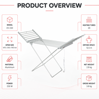 Séchoir à linge électrique domestique EVIA EV-230, séchoir à linge chauffé en aluminium