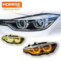 Horrse Auto-Ersatzteile V3 für BMW 3er F30 F31 F35 Scheinwerfer-Upgrade Gelb Weiß Bernstein Dreifarbige Voll-LED-Frontleuchte Silber