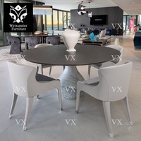 Ensemble de salle à manger 10 places au design nordique moderne avec grand dessus en marbre table et chaises rondes en bois massif de Guangzhou
