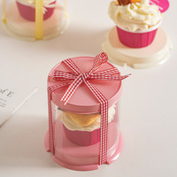 Boîte d'emballage pour cupcakes en plastique transparent rond miniature de 2/3 pouce, qualité alimentaire, pour l'emballage de gâteaux et de desserts