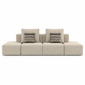 Canapé lounge spacieux et minimaliste en tissu |   Canapé modulaire multi-places avec coussins amovibles pour salon familial ou villa - Product Image 1
