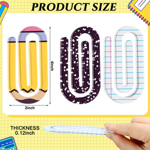 3 pcs Jumbo 4 inch Acrylic giấy Clip đặt cuốn sách những người yêu thích 'paperclip Bookmark tập tin tủ cho văn phòng nhà giáo viên túi - Product Image 2