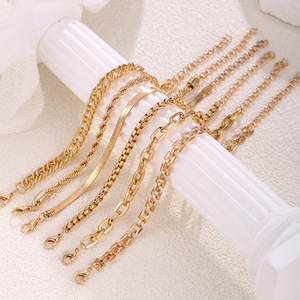 Personalità creatività 6 pz/set impilati geometrici da donna 18K placcato in oro braccialetti a catena semplici gioielli di moda - Product Image 4