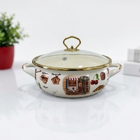 Marmite Luhong Ruyi grande capacité, classique, en fonte émaillée, avec couvercle en verre, revêtement antiadhésif, logo personnalisé, compatible gaz et induction