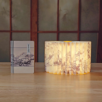 Idées de cadeaux de Noël : Lampe LED miniature en bois pliable rechargeable en forme de livre, éclairage d'ambiance de style chinois, veilleuse de chevet