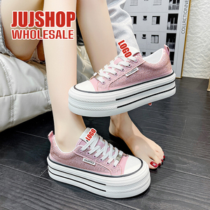 Chaussures de sport décontractées pour femmes coréennes personnalisées, plateforme, chaussures de sport, chaussures vulcanisées <span class=keywords><strong>en</strong></span> <span class=keywords><strong>toile</strong></span>, <span class=keywords><strong>tennis</strong></span>, course à pied, marche - Product Image 1