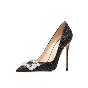 Nuovo produttore 2024 personalizzato in argento Glitter a punta scarpe da donna <span class=keywords><strong>con</strong></span> tacchi Slip-On da donna tacchi alti per la festa di nozze - Product Image 5