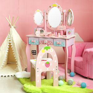 Nouvelle maison de jeu en bois avec coiffeuse, ensemble de jouets éducatifs pour enfants, maquillage pour filles, cadeau d'anniversaire, maquillage de princesse en bois pour enfants - Product Image 2