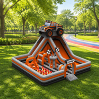 Château gonflable géant en PVC Monster Truck avec toboggan et parcours d'obstacles 10x10m 740lbs Certifié CE Attraction de parc d'attractions YOJA
