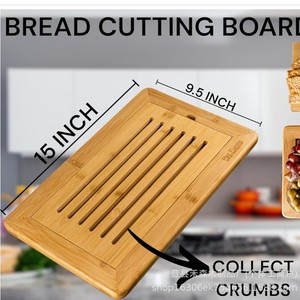 Wooden <b>Bread</b> <b>Knife</b> With Breadcrumb Tray Rectangle Cutting Board Kitchen <b>Bread</b> Slicing Tool Easy To Clean - Product Image 4
