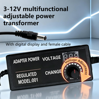 Adaptador de Corriente de Voltaje Ajustable de 3V-12V 1A/2A/3A/5A con Control de Velocidad, Temperatura y Brillo Continuo para LED