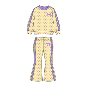 Conjunto de Ropa para Niñas Pequeñas, Sudadera con Lindos Puntos Coloridos, Pantalones a Rayas con Corte Acampanado, Pre-venta - Product Image 4