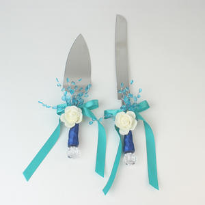 Accesorios Dreamy Blue Rose, Cuchillo y Espátula para Pastel de Boda Hechos a Mano, Cuchillo y Espátula para Pastel de Cumpleaños, Accesorios para Fiestas - Product Image 4