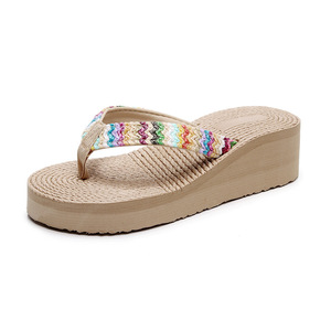 Sandalias <span class=keywords><strong>de</strong></span> cuña tejidas <span class=keywords><strong>de</strong></span> nuevo estilo para mujer, <span class=keywords><strong>de</strong></span> PP, para playa, informales, <span class=keywords><strong>con</strong></span> <span class=keywords><strong>suela</strong></span> gruesa para exteriores, suministro directo <span class=keywords><strong>de</strong></span> fábrica. - Product Image 5