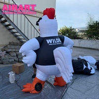 Mascotte de poulet gonflable de couleur personnalisée, personnage de dessin animé pour la publicité et la décoration de la devanture d'un restaurant de poulet frit