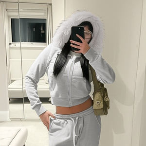 Sudadera con Capucha y Cremallera de Piel Sintética Estilo Y2K, Sudadera Corta Ajustada para Mujer, Estilo Urbano Chic - Product Image 5