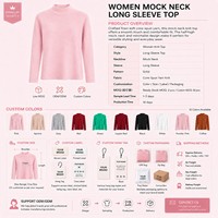 Pull chaud côtelé à col montant pour femme, personnalisé avec logo OEM/ODM, manches longues, couleur unie, idéal pour l'automne et l'hiver