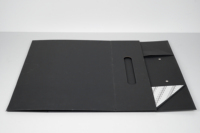 Boîte cadeau rigide en carton noir mat sur mesure, style valise, avec poignée, pour vêtements, chaussures, cadeaux de luxe