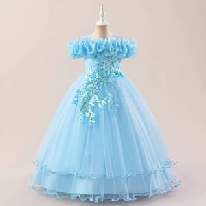 Robe de princesse bouffante vintage à sequins et fleurs, asymétrique, pour filles, idéale pour les fêtes d'anniversaire et les spectacles sur scène - Product Image 4