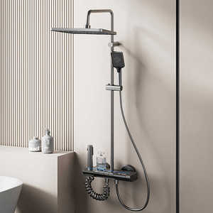 أطقم دش الحمام البارد الساخن متعدد الوظائف مثبت على الحائط نظام طقم دش حمام فاخر لسقوط المطر - Product Image 3